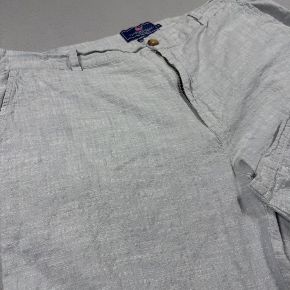 Vineyard Vines Breaker Shorts Mens 38 Gray Linen Blend Flat‎ Front Casual Summer